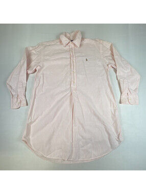 Ralph Lauren Women S Pink White Striped Long Sleeve Button Down Long Shirt Top